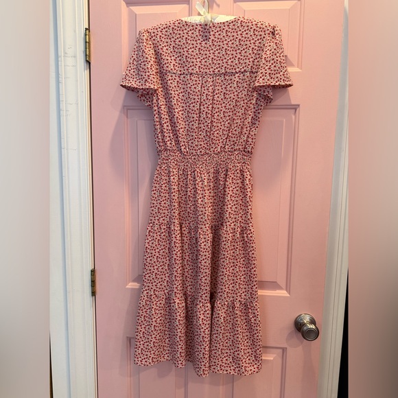 💖Monteau Pink Floral Dress V-neck Flounce size medium EUC - Picture 6 of 8